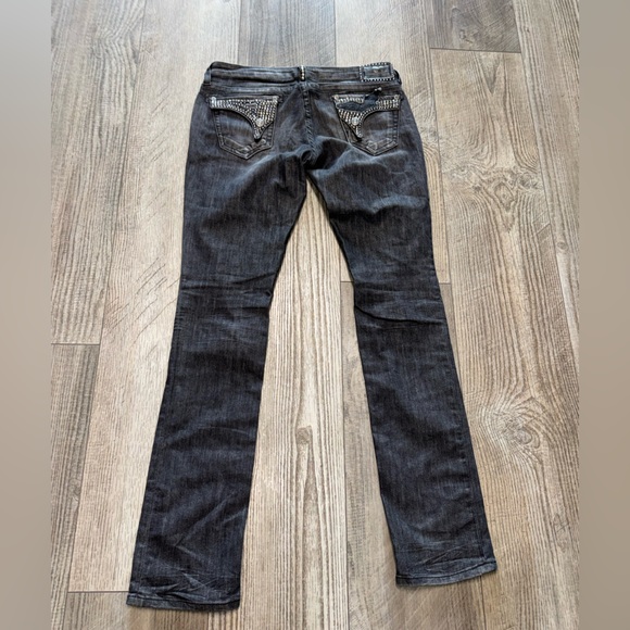 RARE Robin’s Jeans Killer Flap crystal studded winged pocket jeans distressed 32